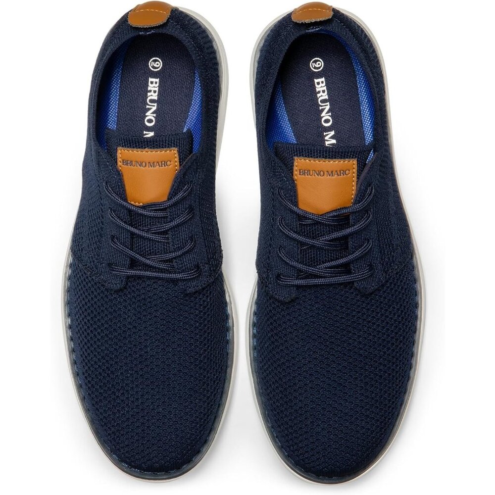 ⚡Men Blue Knit Flex Breeze Mesh Oxfords Lace-Up Lightweight Walking Sneaker